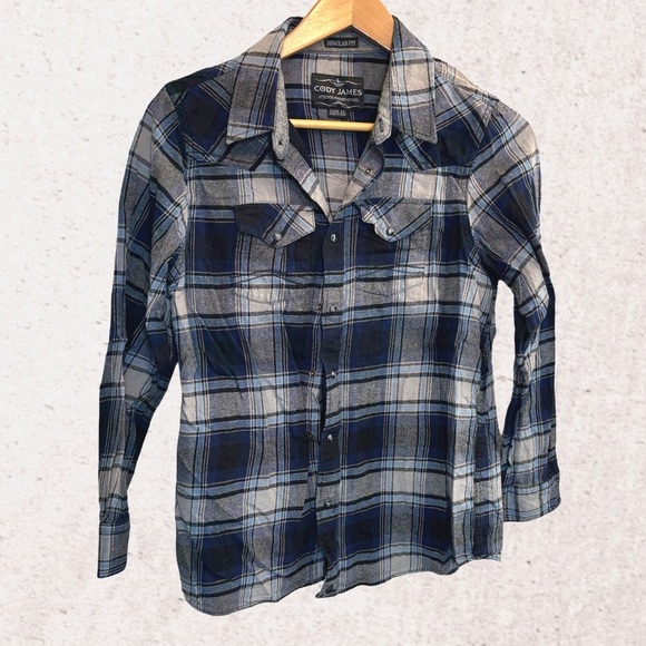 Cody James Blue Plaid Shirt - Picture 1 of 4